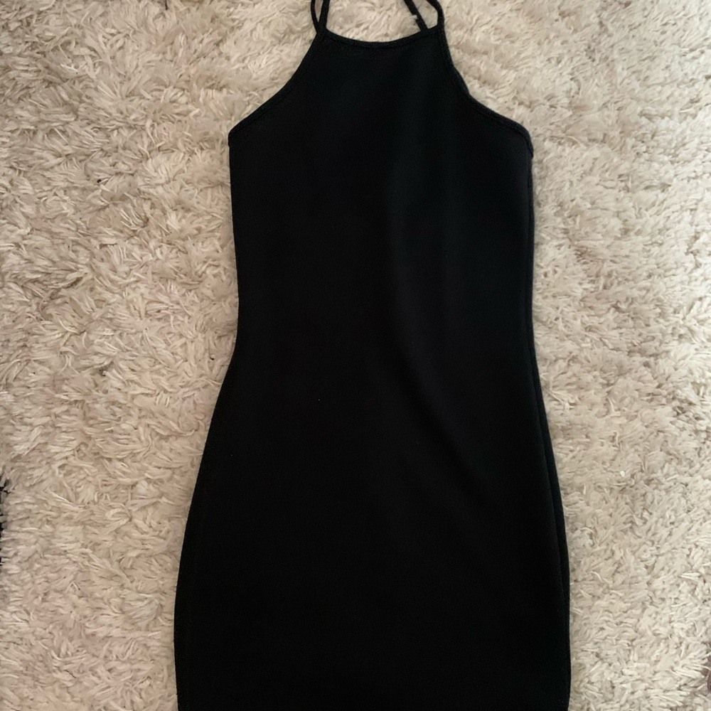 Mini body-con Black Dress (X straps in back)